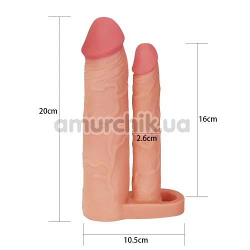 Двойная насадка - удлинитель пениса Lovetoy Pleasure X-Tender Series LV314011, телесная