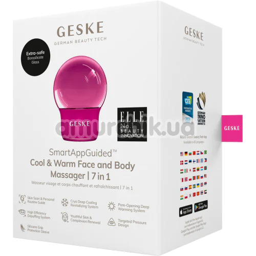 Масажер для обличчя та тіла Geske Cool & Warm Face and Body Massager 7 in 1, яскраво-рожевий