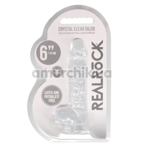 Фаллоимитатор Realrock Crystal Clear Dildo Realistic 6, прозрачный