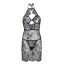 Комплект Leg Avenue Dress With Scalloped Lace And String, чорний: пеньюар + трусики-стрінги - Фото №7