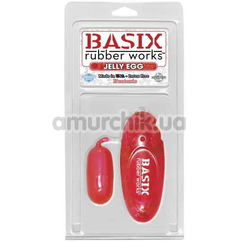 Виброяйцо Basix Rubber Works Jelly Egg, красное