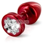 Анальна пробка з прозорим кристалом SWAROVSKI Anni R Clover T1, червона - Фото №1