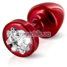 Анальна пробка з прозорим кристалом SWAROVSKI Anni R Clover T1, червона - Фото №1