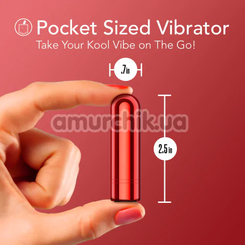 Клиторальный вибратор Kool Vibes Rechargeable Bullet, красный