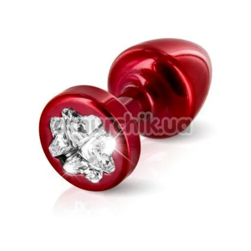 Анальная пробка с прозрачным кристаллом SWAROVSKI Anni R Clover T1, красная