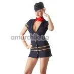 Костюм стюардессы Cottelli Collection Costumes 2470314 синий: платье + шапочка + шарфик - Фото №1