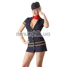 Костюм стюардессы Cottelli Collection Costumes 2470314 синий: платье + шапочка + шарфик - Фото №1