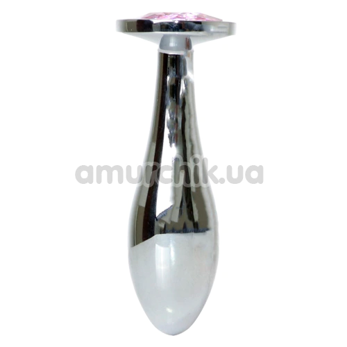 Анальна пробка зі світло-рожевим кристалом Exclusivity Jewellery Silver Straight Plug M, срібна