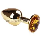 Анальная пробка с желтым кристаллом SWAROVSKI Gold Citrine Small, золотая - Фото №1