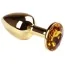 Анальная пробка с желтым кристаллом SWAROVSKI Gold Citrine Small, золотая