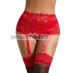 Комплект Star Night Lace Floral Set, красный: пояс для чулок + трусики-стринги - Фото №1