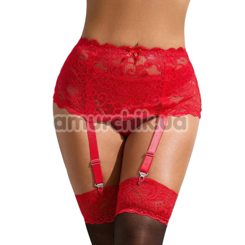 Комплект Star Night Lace Floral Set, красный: пояс для чулок + трусики-стринги - Фото №1