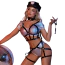 Костюм полицейской JSY Sexy Lingerie 5928, серебрянный: топ + трусики + фуражка + портупея + гартеры + наручники + чокер - Фото №2