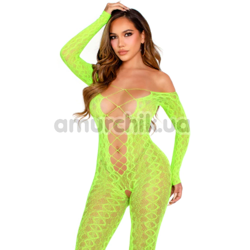 Комбинезон Leg Avenue Exotic Snake Crotchless Bodystocking, салатовый