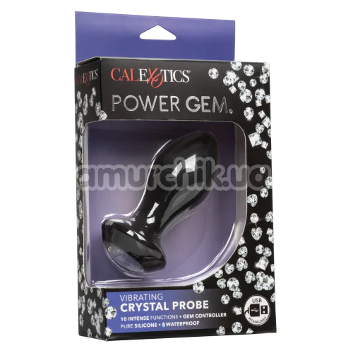 Анальная пробка с вибрацией Power Gem Vibrating Crystal Probe, черная