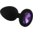 Анальная пробка с фиолетовым кристаллом Loveshop Seamless Butt Plug S, черная - Фото №1