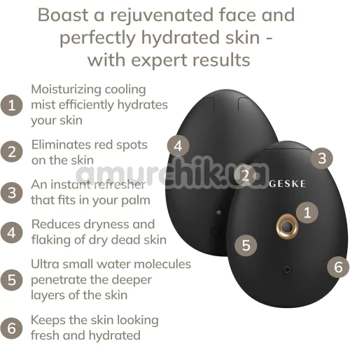Увлажнитель для кожи лица Geske Facial Hydration Refresher 4 in 1 Oval, серый