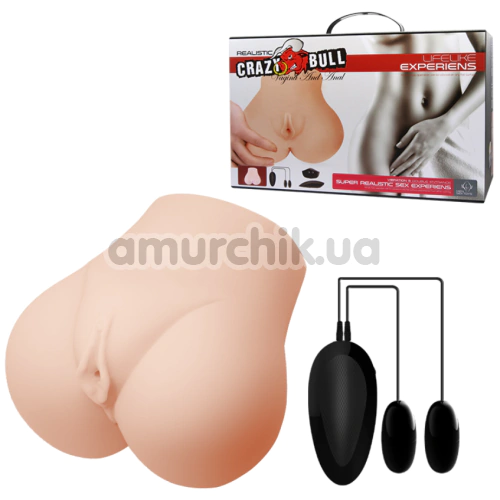 Искусственная вагина и анус с вибрацией Crazy Bull Vagina And Ass Lifelike Experiens, телесная
