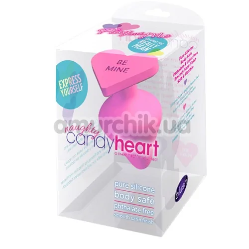 Анальна пробка Naughtier Candy Heart Small - Be Mine, рожева