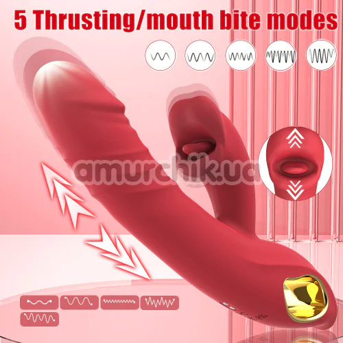 Вібратор з поштовхами Emma Thrusting Dildo Vibrator, червоний