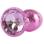 Анальная пробка с розовым кристаллом Matrix Mont Nebula Pink Gem Metal Plug S, розовая - Фото №1