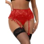 Комплект Star Night Mesh & Bow Garter Panties, червоний: пояс для панчіх + трусики-стрінги - Фото №1