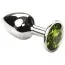 Анальная пробка с зеленым кристаллом SWAROVSKI Silver Chrysolite Small, серебряная