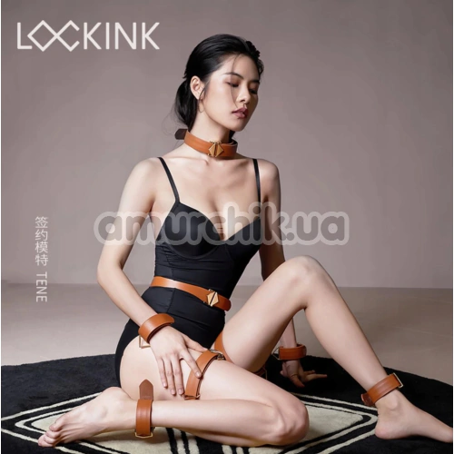 Бондажний набор Lockink 8-Bondage-Straps Restraint Set, коричневый