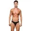 Трусы-стринги мужские Microfiber Waflle Low-Rise Thong, черные - Фото №1