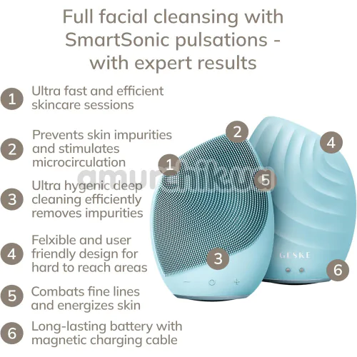 Ультразвуковая щетка для лица Geske Sonic Facial Brush 5 in 1, бирюзовая