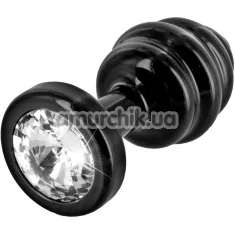 Анальна пробка з прозорим кристалом SWAROVSKI Anni Ano T1, чорна - Фото №1