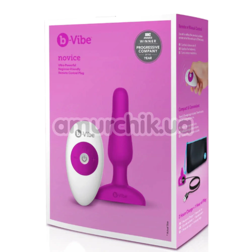 Анальна пробка з вібрацією B-Vibe Vibrating Novice Plug, рожева