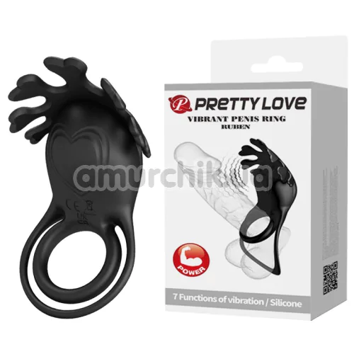 Виброкольцо для члена Pretty Love Vibrant Penis Ring Ruben, черное