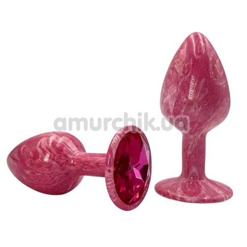 Анальна пробка з рожевим кристалом Alume Marbled Metal Plug S, рожева