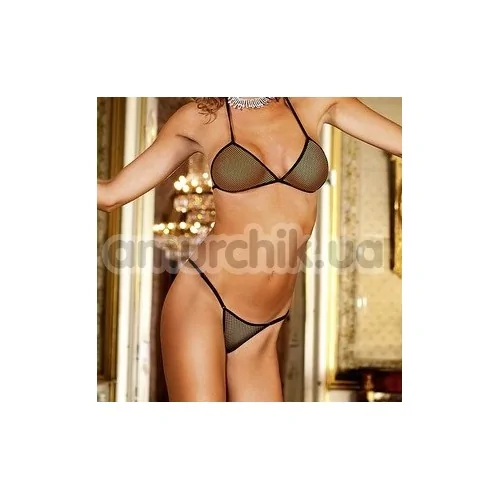 Комплект Black Mesh Bikini Set (модель B186): бюстгальтер + трусики-стринги