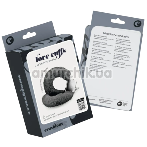 Наручники с черным мехом Crushious Love Cuffs, серебряные