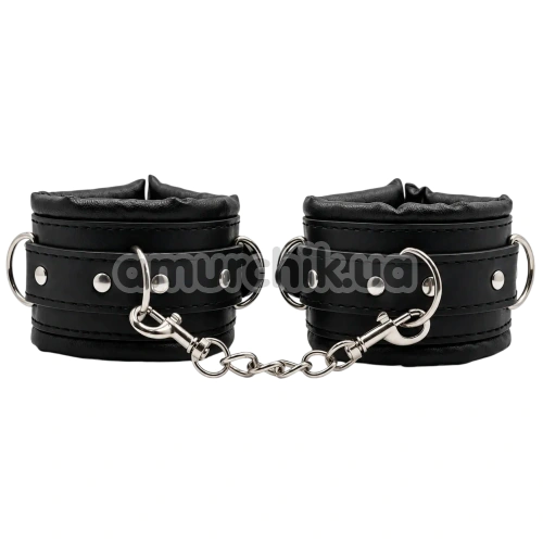 Фіксатори для рук DS Fetish Soft Hand Restraints With Chain, чорні - Фото №1