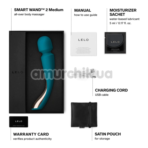 Универсальный массажер Lelo Smart Wand 2 Medium Ocean Blue (Лело Смарт Ванд 2), средний бирюзовый