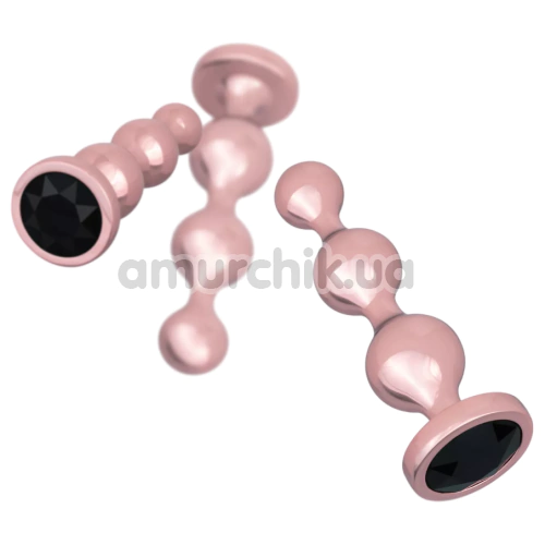 Набор анальных пробок Rosy Gold Nouveau Metal Butt Plug Set 3 Pieces, розовый