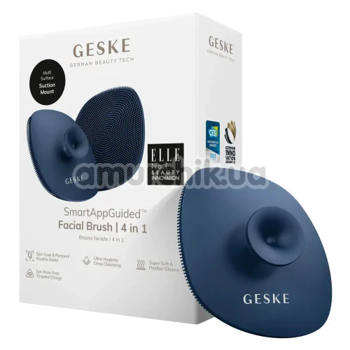 Щетка для лица Geske Facial Brush 4 in 1 Suction Mount, синяя