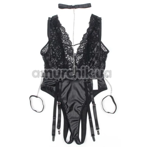 Боді з фіксаторами для рук Star Night Bodysuit With Cuffs, чорне