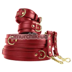 Фіксатори для рук і ніг Behave! Luxury Fetish Wrist To Thigh Cuff Set-Red, червоні - Фото №1