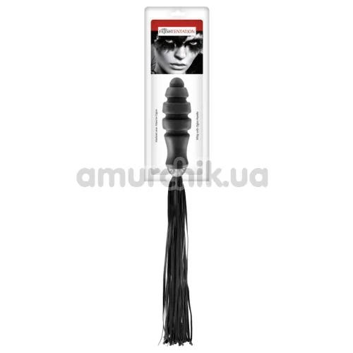 Флоггер с анальной пробкой Fetish Tentation Whip with Ogive Handle, черный