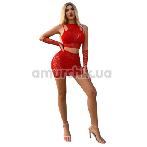 Комплект Star Night Mesh Set, червоний: топ + спідниця