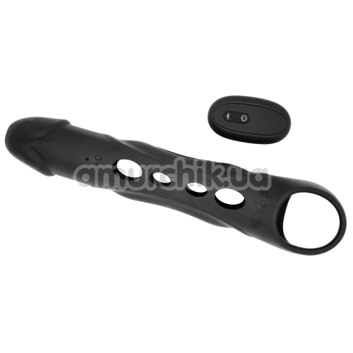 Насадка на пенис с вибрацией Ramrod Vibrating Extender With Remote Open, черная