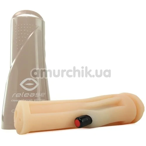 Симулятор орального сексу з вібрацією Cyberskin Release Deep Throat Stroker Vibrating, тілесний