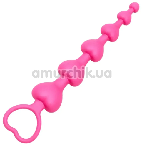 Анальная цепочка Alume Silicone Heart Bead Anal Chain, розовая