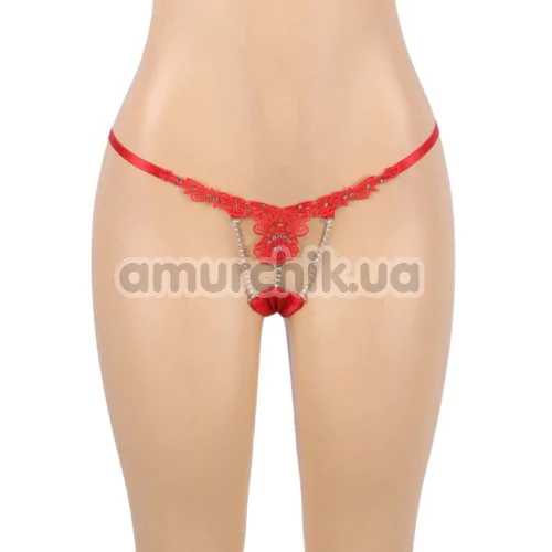 Трусики-стрінги Star Night Floral And Rhinestone G-Strings, червоні