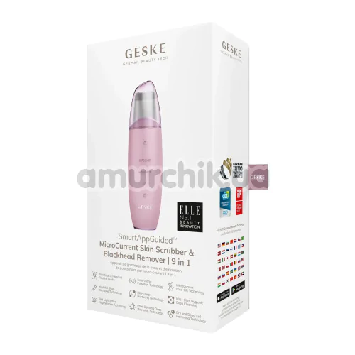 Мікрострумовий скрабер для шкіри обличчя Geske MicroCurrent Skin Scrubber & Blackhead Remover 9 in 1, світло-рожевий