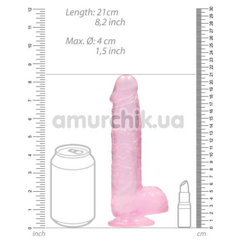Фалоімітатор Realrock Crystal Clear Dildo Realistic 8, рожевий